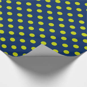 Lime Green Polka Dots on Navy Blue Wrapping Paper