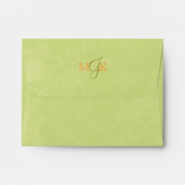 Lime Green Pre Addressed Wedding Envelopes (Back (Top Flap))