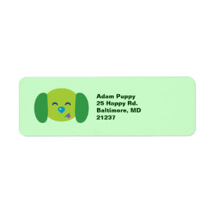 Lime Green Puppy Return Address Label