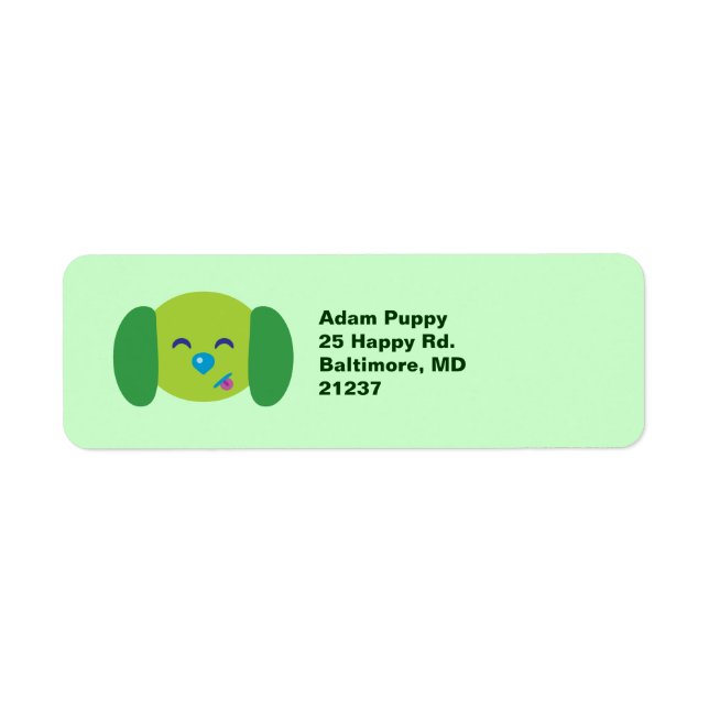 Lime Green Puppy Return Address Label (Front)