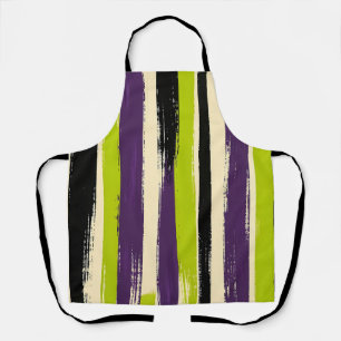 Lime Green Purple Black Bold Brushstroke Vertical Apron