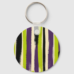 Lime Green Purple Black Bold Brushstroke Vertical Key Ring