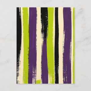 Lime Green Purple Black Bold Brushstroke Vertical  Postcard