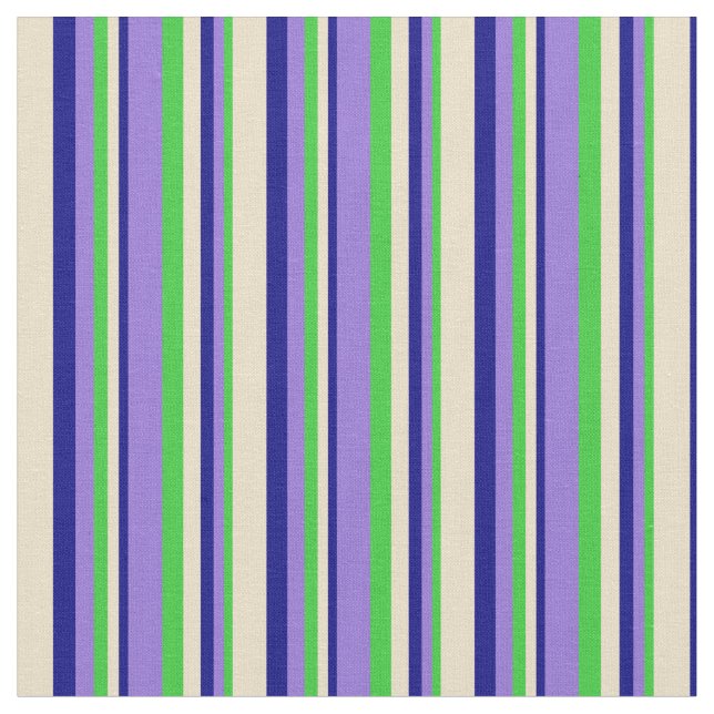 Lime Green, Purple, Blue & Tan Coloured Lines Fabric (Close Up)
