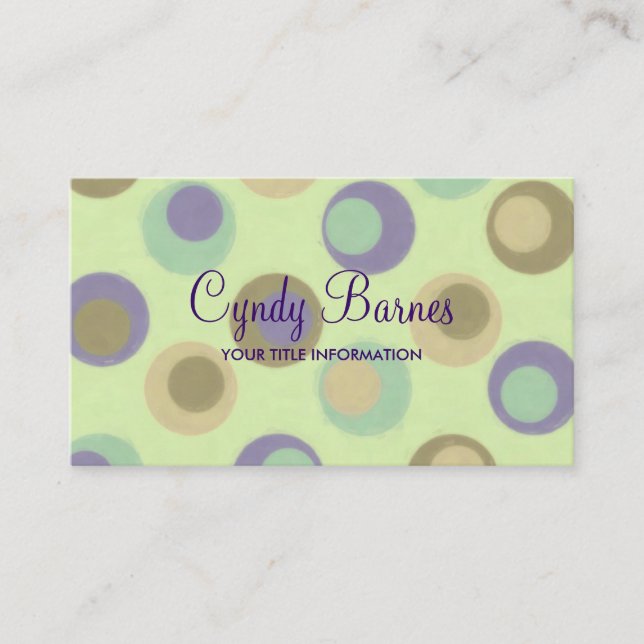 Lime Green Purple Dots Business Card (Front)