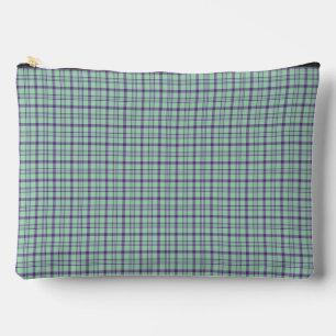 Lime Green Purple Plaid Classic Pattern Accessory Pouch