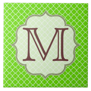 Lime Green Quarterfoil Latti Monogram Display Tile