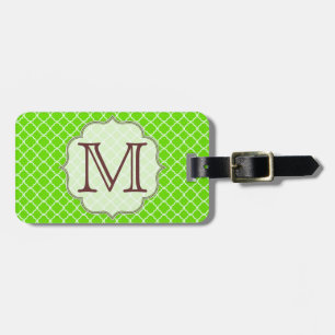 Lime Green Quarterfoil Latti Monogram Luggage Tag