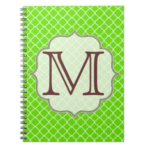 Lime Green Quaterfoil Latti Monogram Note Book