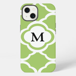 Lime Green Quatrefoil Customisable Monogram iPhone Case