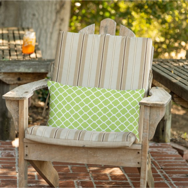Lime green Quatrefoil pattern utdoor throw pillow (Chair)