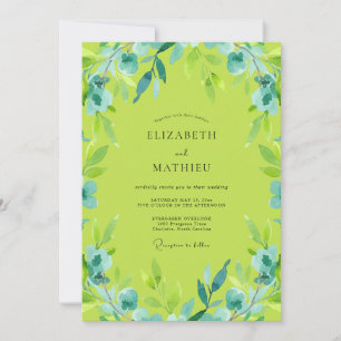 Lime Green Radiant Watercolor Wedding Invitation