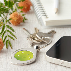 Lime green real pickleball  key ring