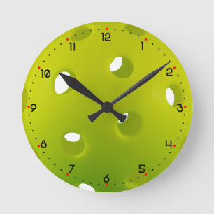 Lime green real pickleball  round clock