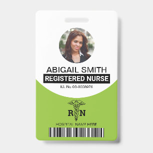 Lime green Registered nurse photo template ID Badge