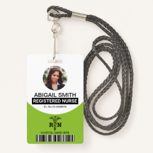 Lime green Registered nurse photo template ID Badge