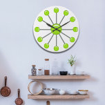 Lime Green Retro Balls Wall Clock<br><div class="desc">Fun modern twist on the old retro style for this custom wall clock</div>