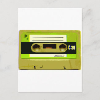 Lime Green Retro Cassette Tape Postcard