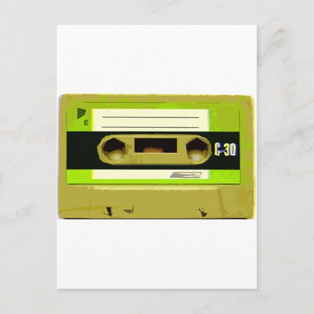 Lime Green Retro Cassette Tape Postcard (Front)