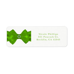 Lime Green Ribbon & Diamonds Chic Glam Invitation Return Address Label