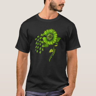 Lime Green Ribbon Sunflower Lymphoma Awareness Mon T-Shirt