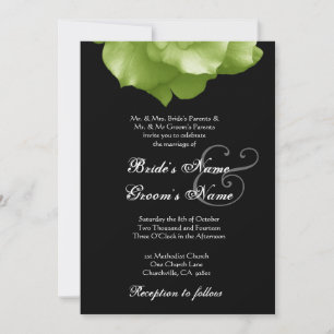 LIME GREEN Rose Petals Wedding Invitation