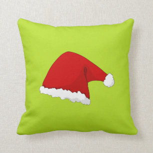 Lime green santa lost his hat Christmas pillow