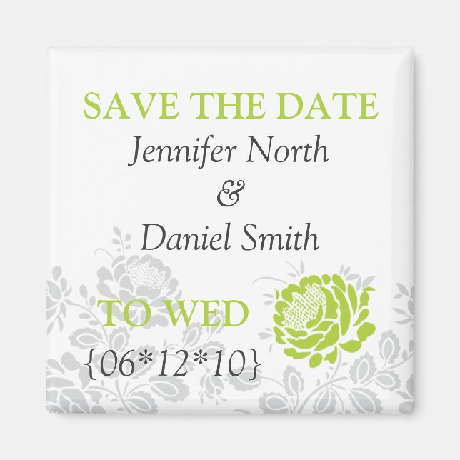 Lime Green Save The Dates Magnet (Front)