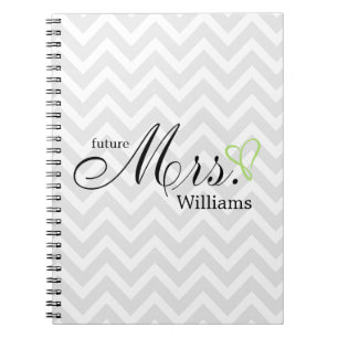 Lime Green Scribbled Heart Future Mrs Wedding Notebook