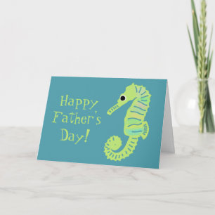 Lime Green Seahorse Cute Father's Day Card