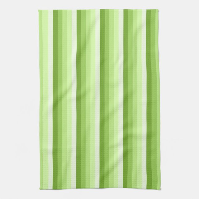 Lime green shadow stripes tea towel (Vertical)