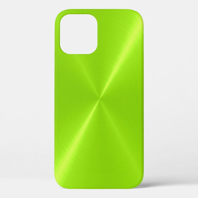 Lime Green Shiny Stainless Steel Metal Case-Mate iPhone Case (Back)