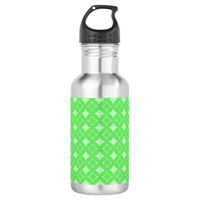 Lime green shippo pattern 532 ml water bottle (Front)