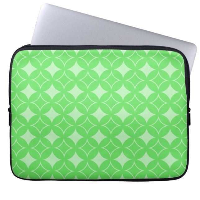 Lime green shippo pattern laptop sleeve (Front)