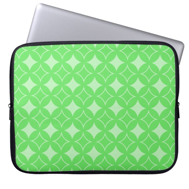 Lime green shippo pattern laptop sleeve (Front)