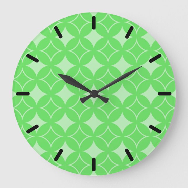 Lime green shippo pattern large clock (Front)