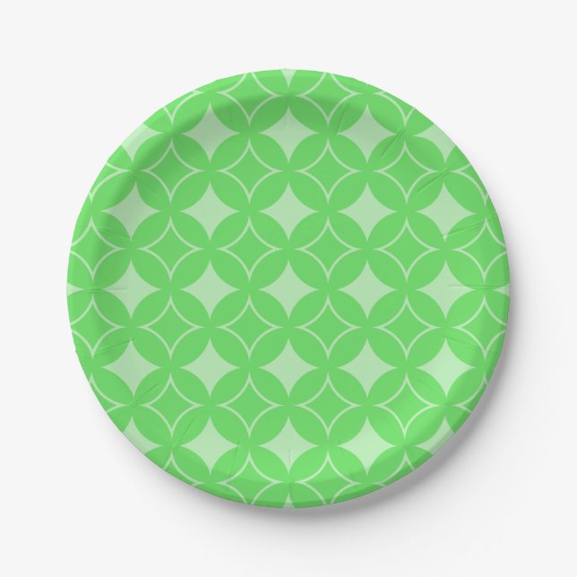 Lime green shippo pattern paper plate (Front)
