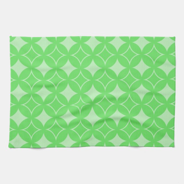 Lime green shippo pattern tea towel (Horizontal)