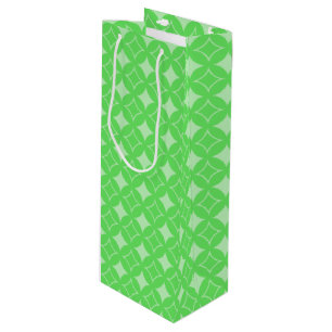 Lime green shippo pattern wine gift bag