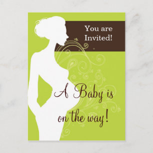 Lime Green Silhouette Baby Shower Postcards