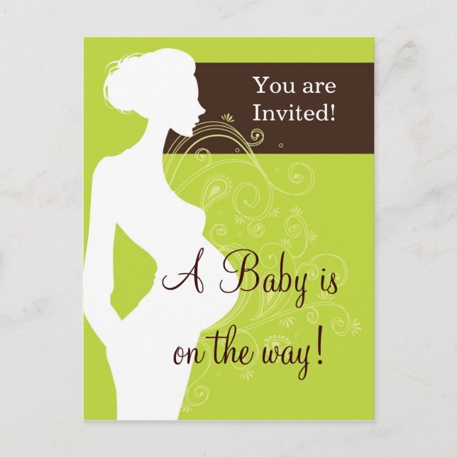 Lime Green Silhouette Baby Shower Postcards (Front)