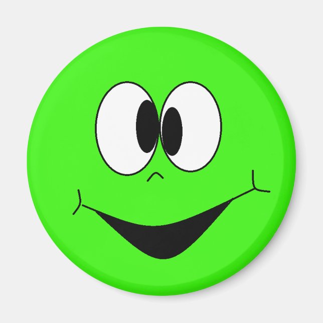 Lime Green Silly Googlie Eyes Face Magnet (Front)