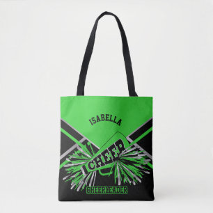 Lime Green, Silver and Black Cheerleader Tote Bag