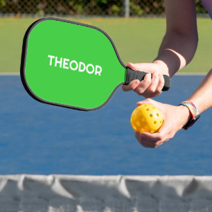 Lime Green Simple Name Trendy Minimalist Pickleball Paddle
