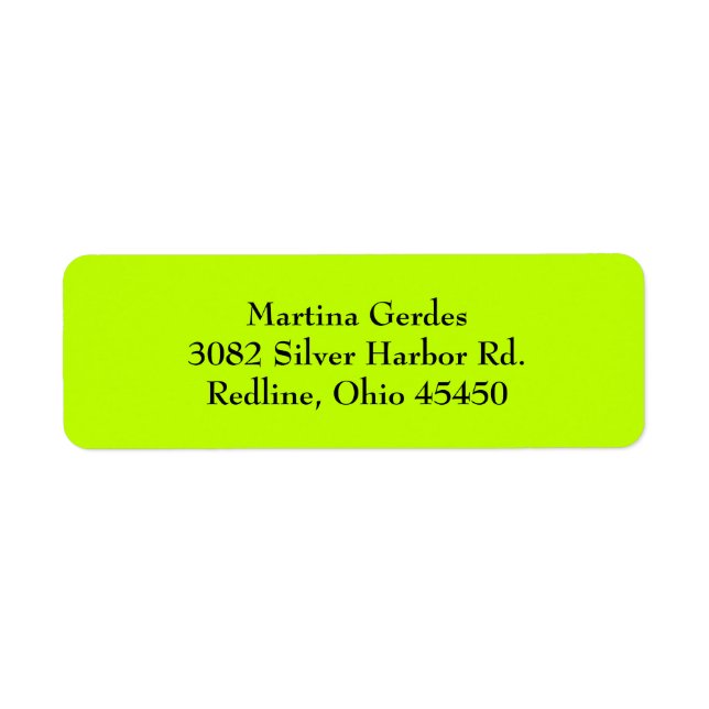 Lime Green Simple Plain Return Address Labels (Front)