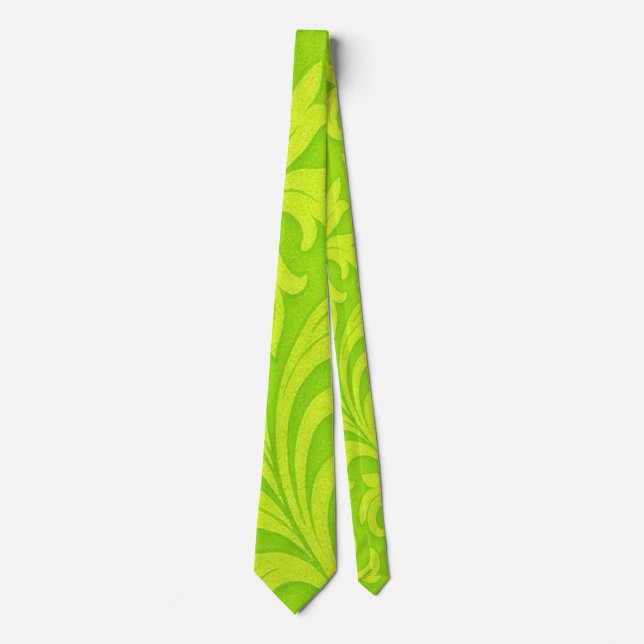 lime green sleek pattern tie (Front)