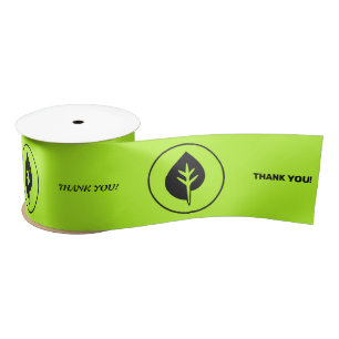 Lime Green Small Business Custom Logo & Text Satin Ribbon