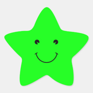 Lime Green Smile Star Sticker
