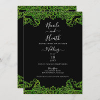 Lime Green Sparkle Glitter Lace Black Wedding