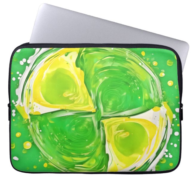 Lime Green Spiral Laptop Sleeve (Front)